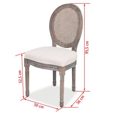 vidaXL Dining Chairs 2 pcs Linen and Rattan