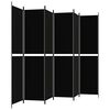 vidaXL مقسم غرفة 6-ألواح أسود 300×220 سم قماش