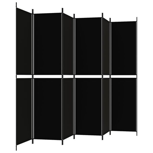 vidaXL مقسم غرفة 6-ألواح أسود 300×220 سم قماش