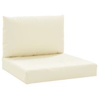 vidaXL وسائد أريكة طبلية 2 ق قماش أبيض كريمي