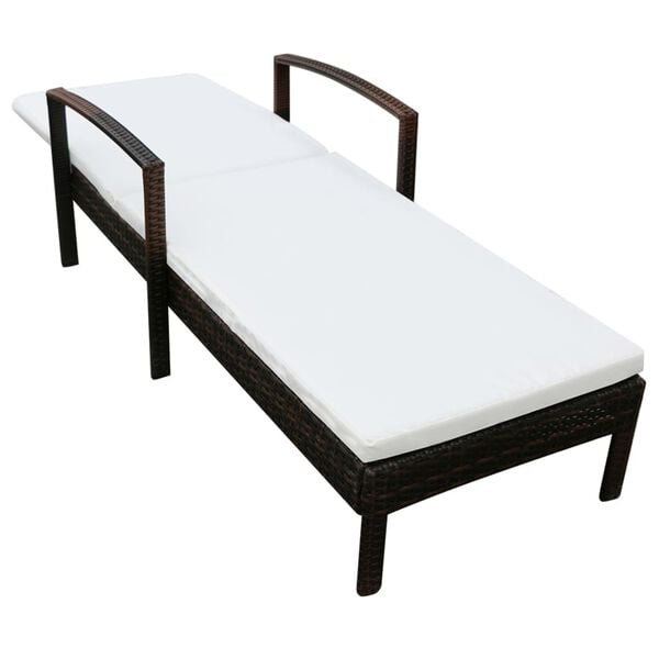 vidaXL كرسي تشمس مع وسادة بولي روطان بني