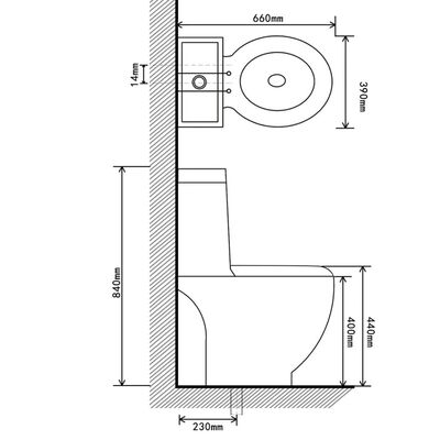 vidaXL مرحاض سيراميك للحمام مرحاض مستدير بنظام تدفق الماء للأسفل أسود (141136)