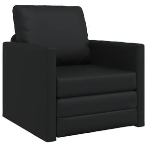 vidaXL أريكة سرير أرضية 2 في 1، أسود، 112&times;174&times;55 سم، جلد صناعي