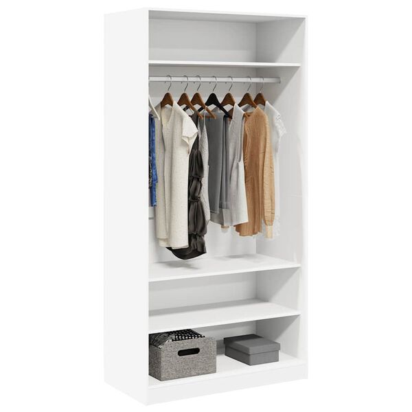 vidaXL خزانة ملابس لون أبيض 100&times;50&times;200 سم خشب صناعي