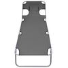vidaXL كرسي تشمس قابل للطي مع مخدة رأس و مسند ظهر قابل للضبط رمادي