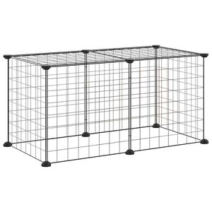 vidaXL قفص حيوانات أليفة أسود من 8 ألواح، مصنوع من الفولاذ، أبعاده 70&times;35&times;35 سم