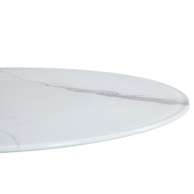 vidaXL سطح طاولة أبيض قطر Ø80 سم زجاج بملمس رخامي