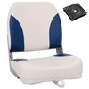 vidaXL 2 Piece Foldable Boat Seat Set with Blue-white Pillow - Untranslated