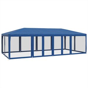 vidaXL خيمة حفلات 12 جدار جانبي شبكي لون أزرق 8&times;4 م HDPE