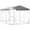 vidaXL Outdoor Dog Kennel with Roof Silver 3x4,5x2,5 m Galvanised Steel - Untranslated