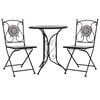 279690 vidaXL 3 Piece Mosaic Bistro Set Ceramic Tile Grey(46715+46716) - Untranslated