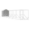 vidaXL بيت كلاب خارجي بسقف، فضي اللون، 2&times;14&times;2.5 متر، مصنوع من الفولاذ المجلفن