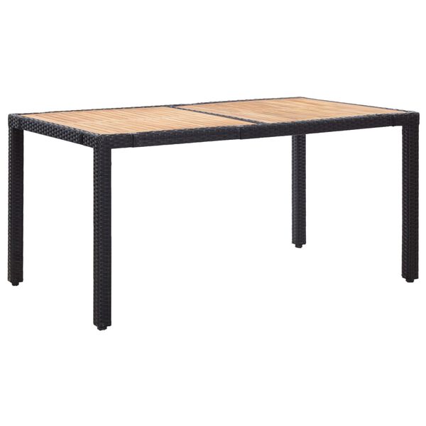 vidaXL عدد 7 قطع طقم سفرة خارجي مع وسائد بولي روطان أسود