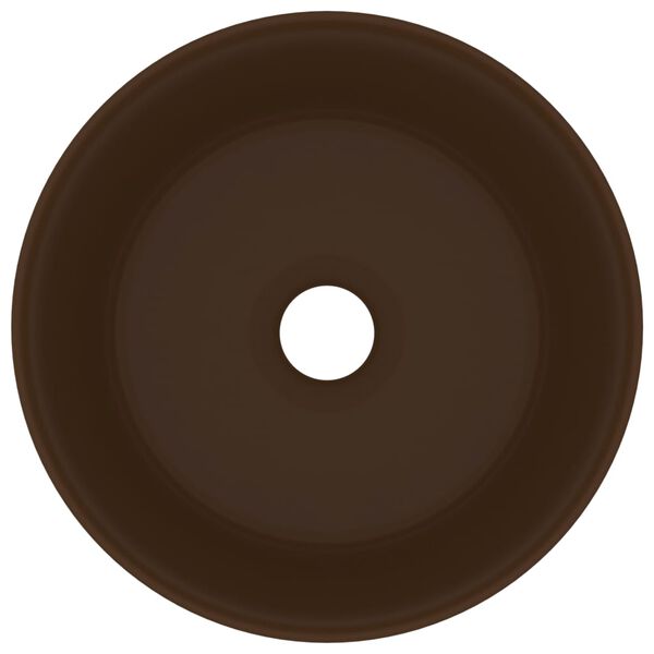 vidaXL حوض غسيل فاخر دائري بني غامق غير لامع 40×15 سم سيراميك