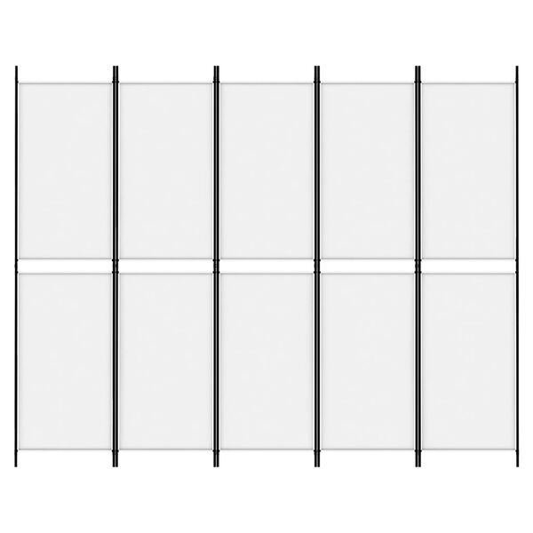 vidaXL مقسم غرفة 5-ألواح أبيض 250×200 سم قماش