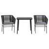vidaXL 3 Piece Garden Dining Set with Cushions Black Poly Rattan Glass - Untranslated