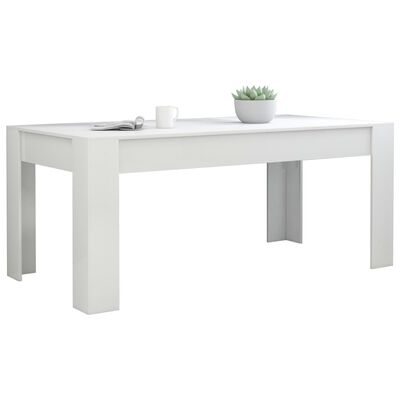 vidaXL طاولة سفرة أبيض لامع 180×90×76 سم خشب حبيبي