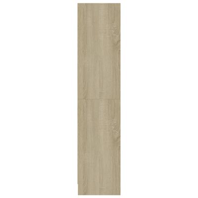 vidaXL خزانة كتب 3-طبقات أبيض وسونوما أوك 60×24×109 سم خشب صناعي