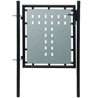 بوابة سياج باب واحد فولاذ مجلفن 3.2 قدم × 2.46 قدم لون اسود