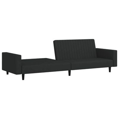 vidaXL أريكة سرير بمقعدين مخمل أسود
