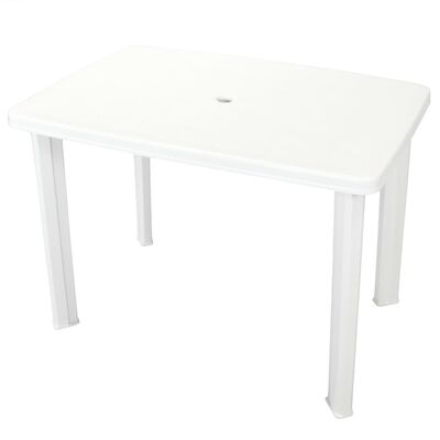 vidaXL طاولة حديقة أبيض101×68×72 سم بلاستيك