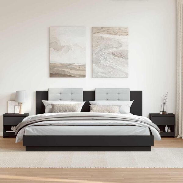 vidaXL خزانات جانب السرير 2ق لون أسود 40×30×39 سم خشب صناعي