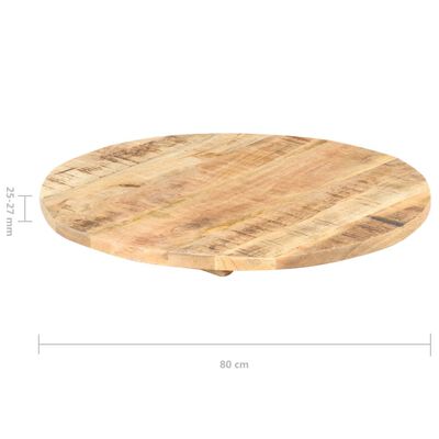 vidaXL سطح طاولة دائري خشب مانجو صلب دائري 25-27 مم 80 سم