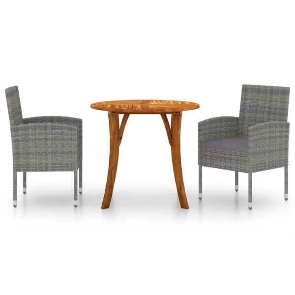 vidaXL VidaXL طقم سفرة للحديقة 3 قطع لون انثراسايت