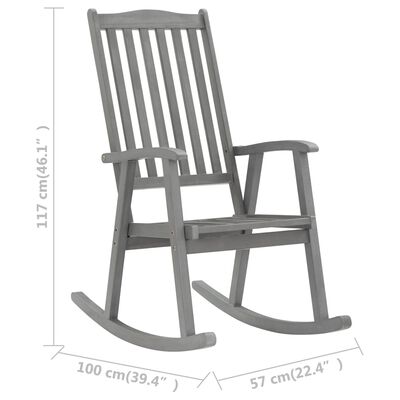 vidaXL كرسي هزاز مع وسائد رمادية خشب أكاسيا صلب (311845+47540)