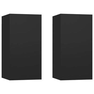 vidaXL خزانات تلفزيون 2 ق أسود 30.5×30×60 سم خشب مضغوط