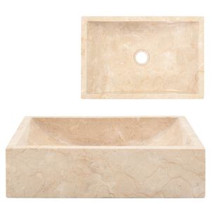 vidaXL حوض 45&times;30&times;12 سم رخام لون كريمي لامع جدًا