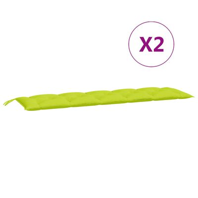 vidaXL وسائد بنش حديقة 2 ق أخضر فاقع 180×50×7 سم قماش أكسفورد