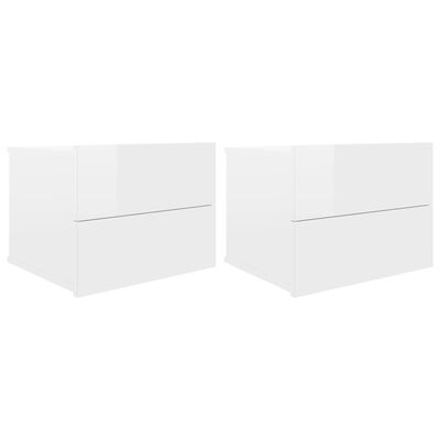 vidaXL خزانات سرير جانبية 2 ق أبيض لامع 40×30×30 سم خشب مضغوط