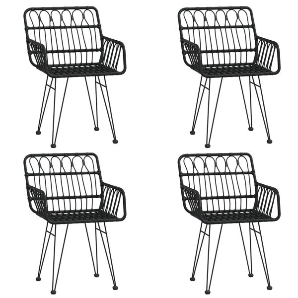 vidaXL طقم سفرة حديقة 5 قطع بولي روطان أسود