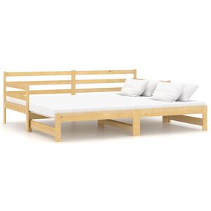 vidaXL سرير نهاري قابل للسحب خشب صنوبر صلب 2&times;(90&times;200) سم