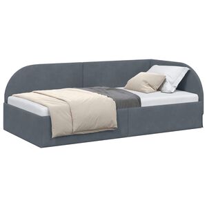 vidaXL إطار سرير ركني رمادي داكن 90 x 200 cm مخملي