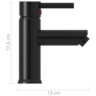 vidaXL حنفية حوض حمام أسود 130×176 ملم
