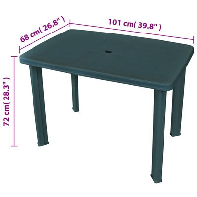 vidaXL طاولة حديقة أخضر101×68×72 سم بلاستيك