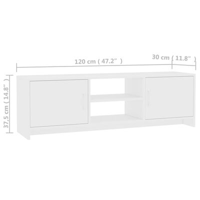 vidaXL خزانة تلفزيون أبيض 120×30×37.5 سم خشب مضغوط