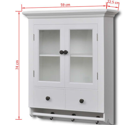 vidaXL خزانة مطبخ جدارية خشبية مع باب زجاجي أبيض