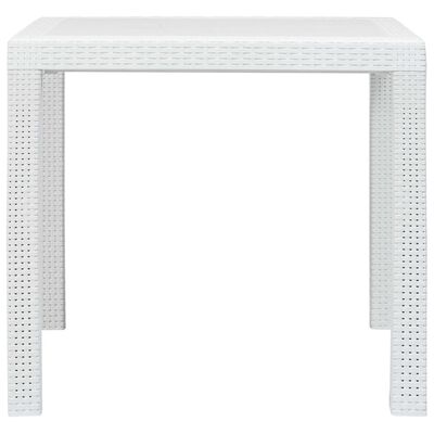 vidaXL طاولة حديقة أبيض 79×79×72 سم بلاستيك بمظهر روطان