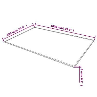 vidaXL سطح طاولة زجاج مقوى مستطيل 1000×620 ملم