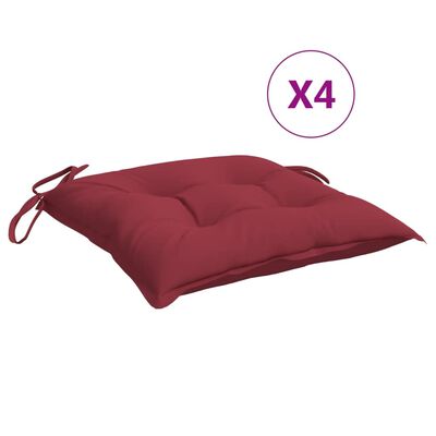 vidaXL وسائد كرسي 4 ق أحمر خمري 50×50×7 سم قماش