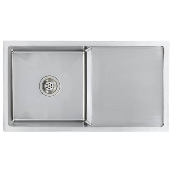 vidaXL حوض مطبخ يدوي الصنع مع مصفاة ستانلس ستيل