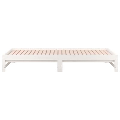 vidaXL سرير نهاري قابل للطي لون أبيض 2*(200x90) سم خشب صنوبر صلب
