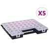 vidaXL Assortment Boxes 5 pcs with Adjustable Dividers 385x283x50 mm Plastic - Untranslated