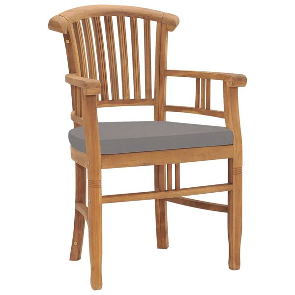 vidaXL كراسي حديقة 2 ق مع وسائد رمادي داكن خشب ساج صلب