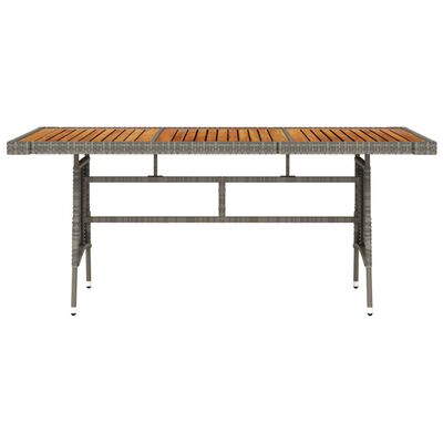 vidaXL طاولة حديقة رمادي 160×70×72 سم بولي روطان وخشب أكاسيا صلب