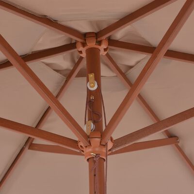 vidaXL مظلة شمسية خارجية مع عمود خشبي 270 سم رمادي بني