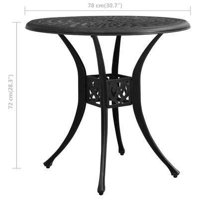 vidaXL طاولة حديقة أسود 78×78×72 سم ألومنيوم مصبوب